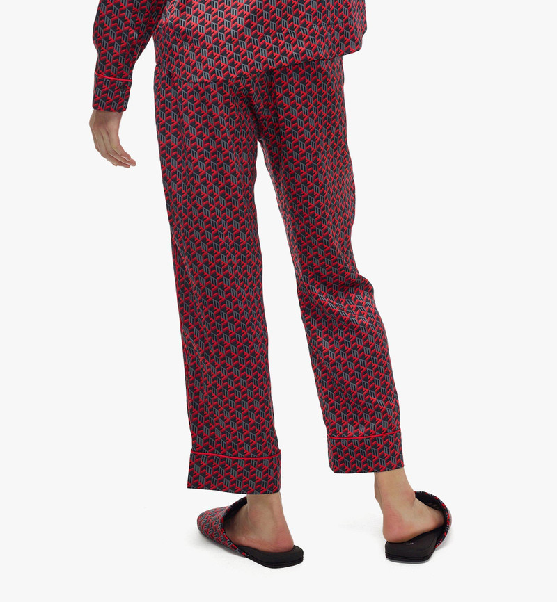 Unisex Cubic Monogram Silk Satin Pajama Pants 4