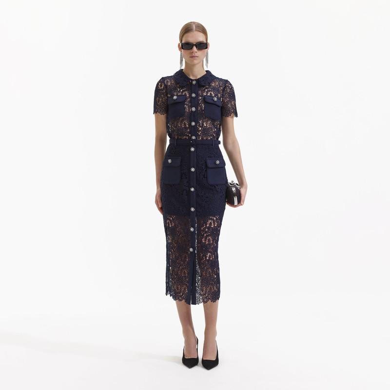 Navy Guipure Lace Top 1