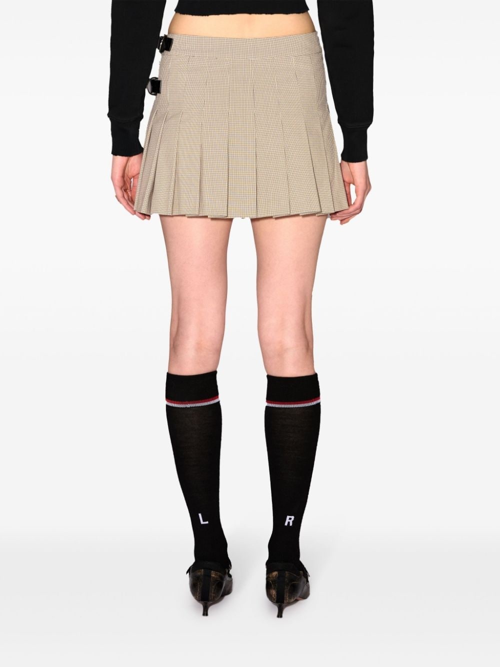 checkered belted miniskirt - 5