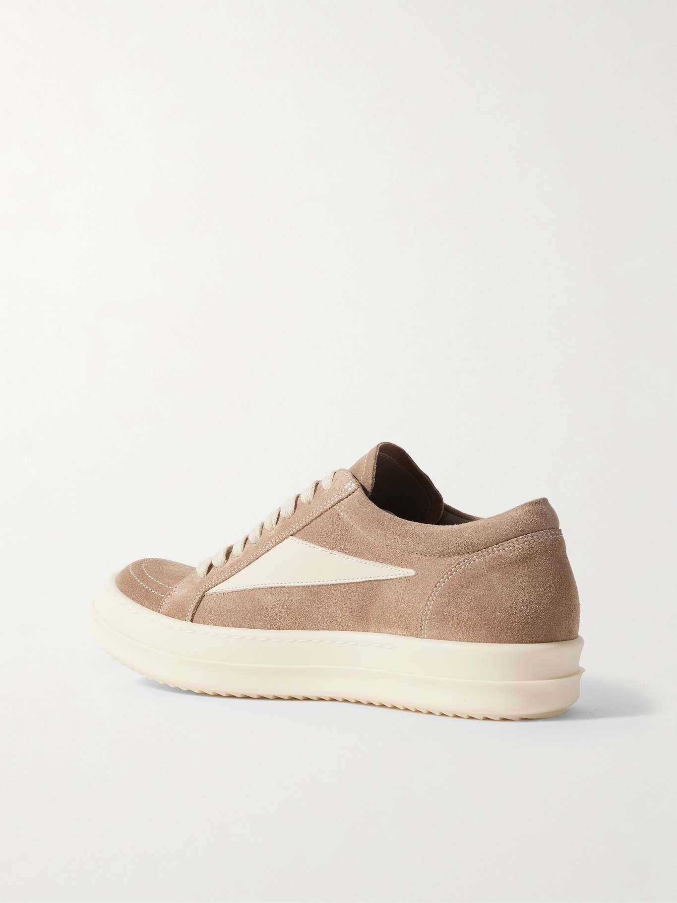 Vintage leather-trimmed suede sneakers Beige - 3