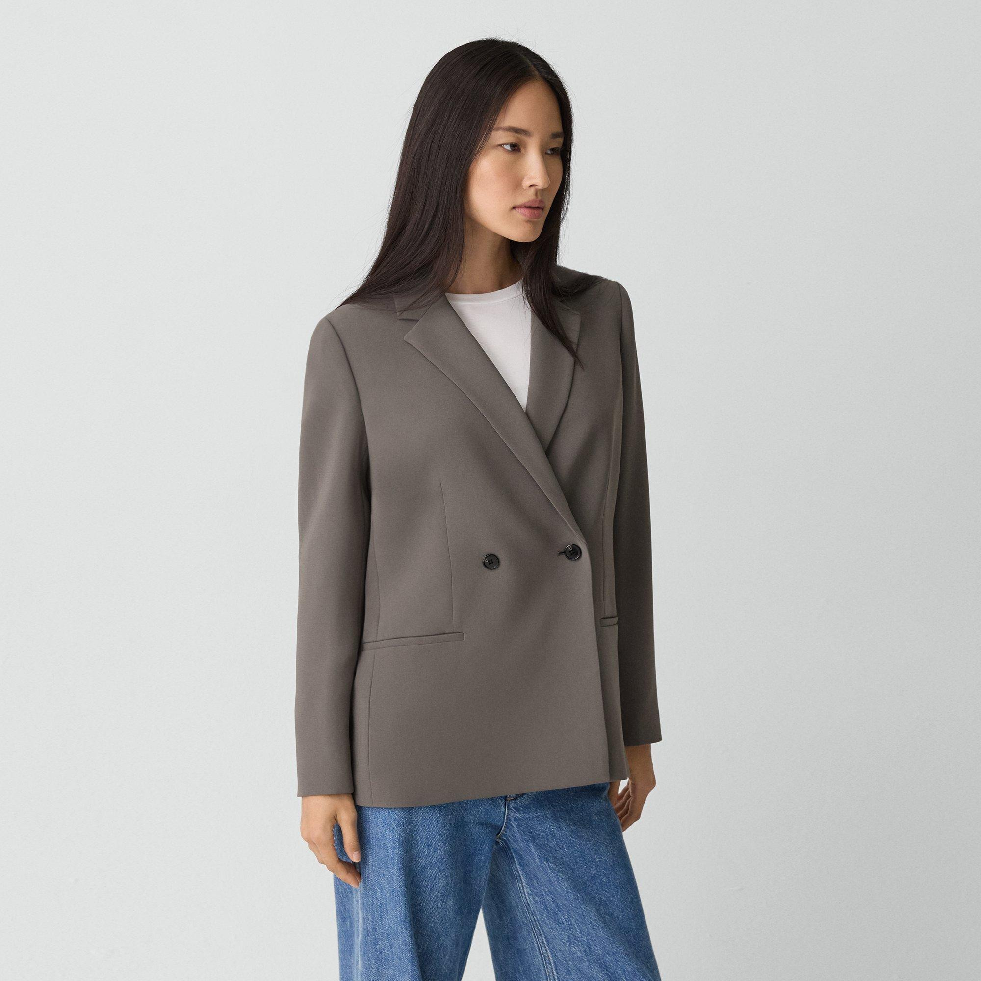 Relaxed Double-Breasted Blazer in Admiral Crepe - 3