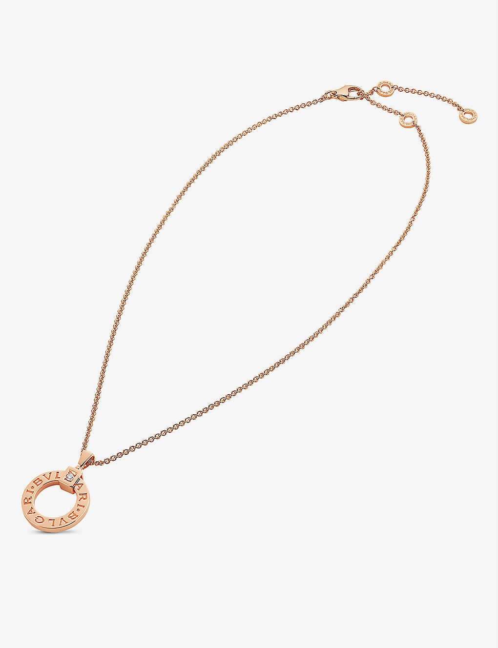 BVLGARI BVLGARI 18ct rose-gold and 0.07ct round-cut diamond pendant necklace - 4