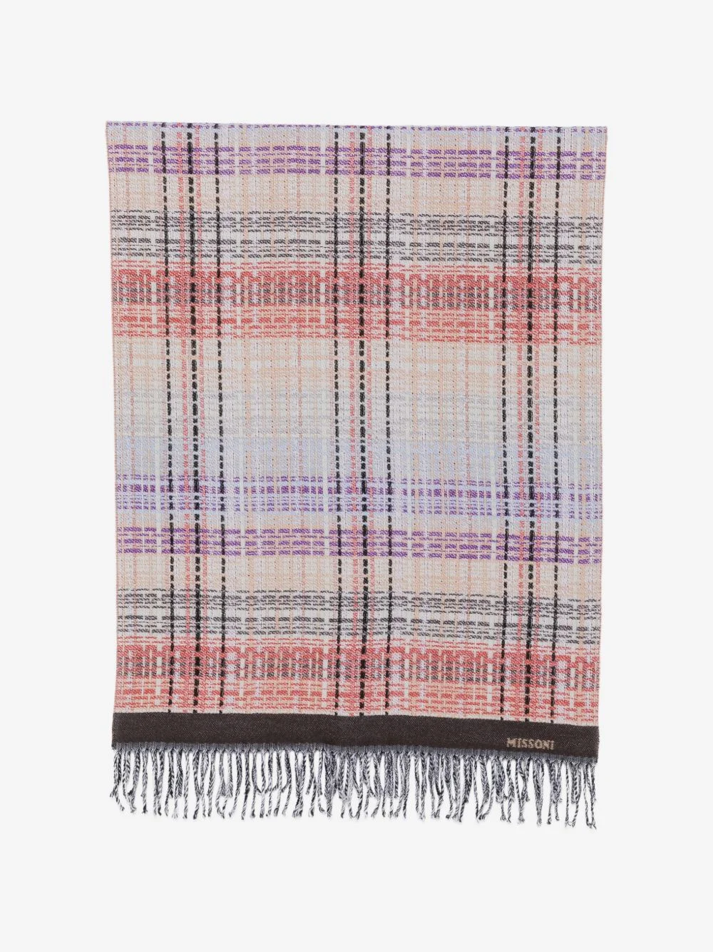 check-pattern fringed scarf - 1