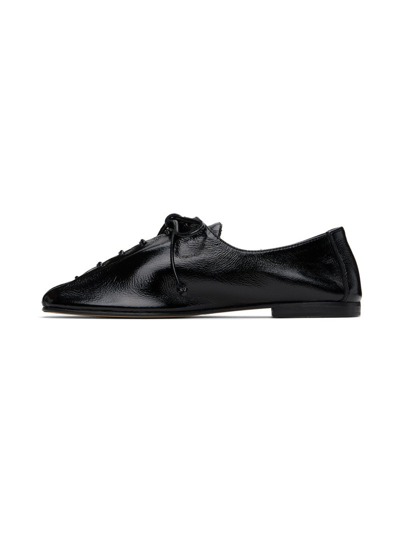 Black Plegada Crinkled Glossy Oxfords 3