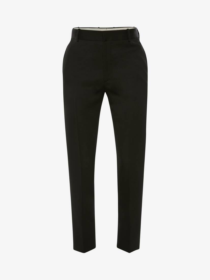 Japanese Wool Barathea Cigarette Trousers in Black - 1