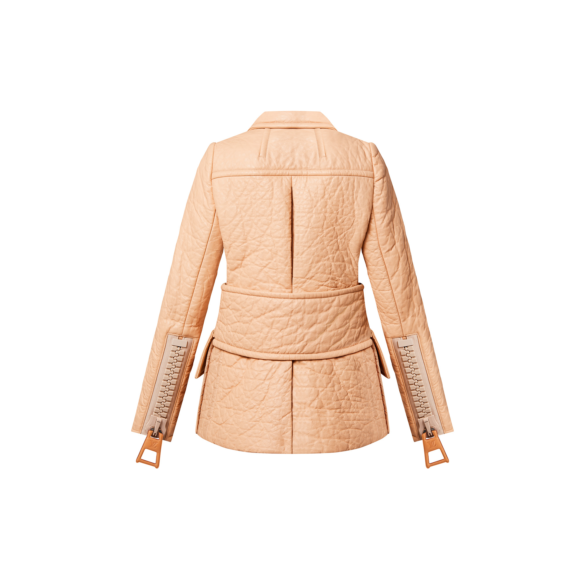 Textured Leather Peacoat - 3