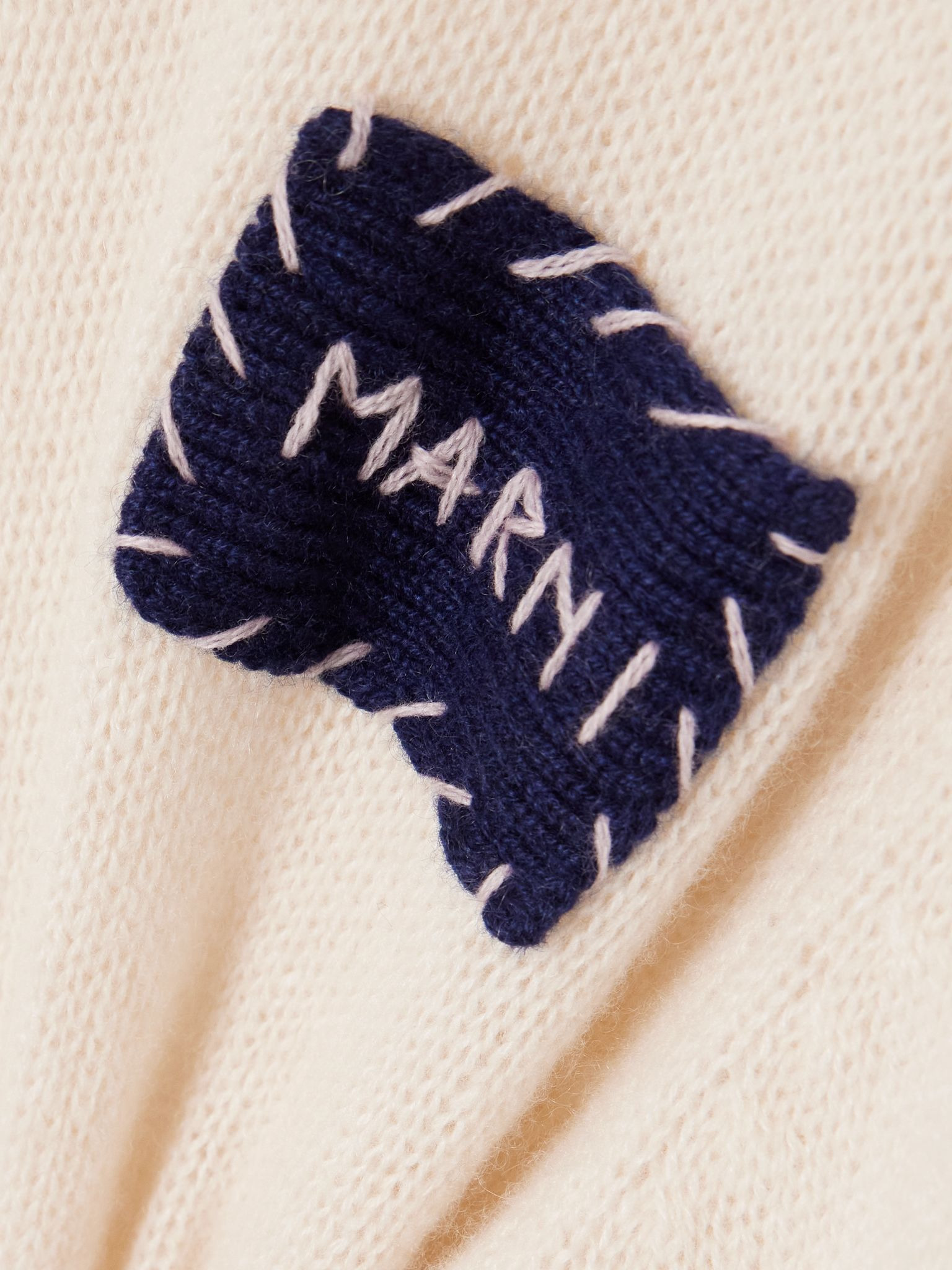 Embroidered cashmere cardigan Cream - 4