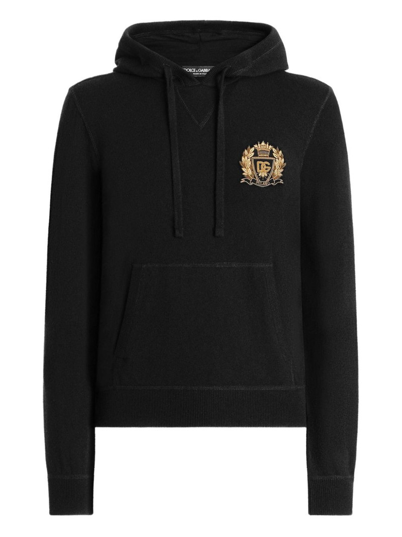logo-appliqué cashmere hoodie 1