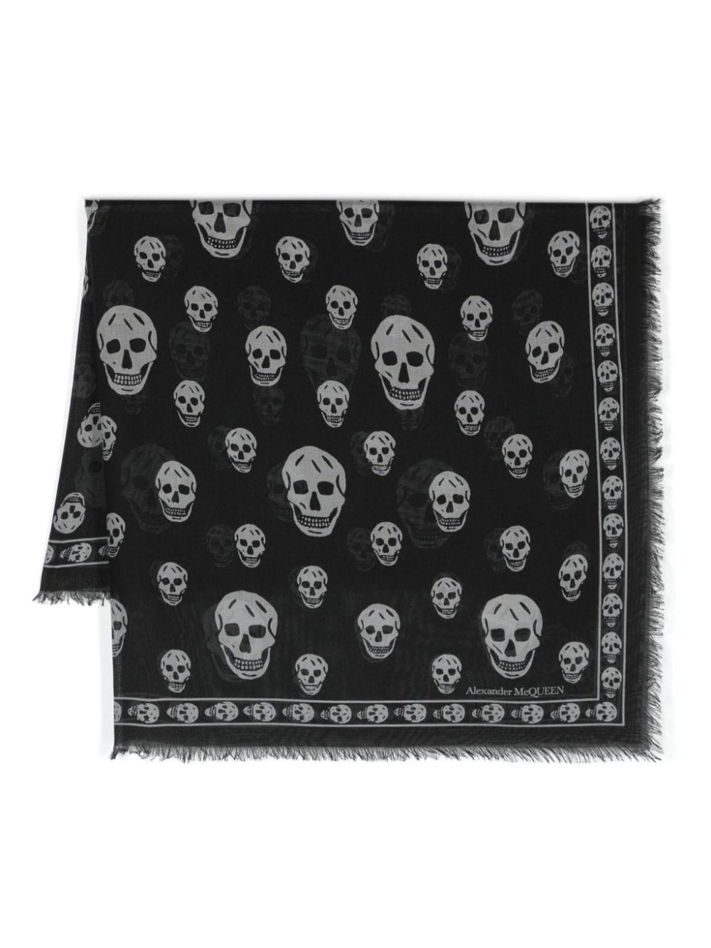 skull-print frayed scarf - 1