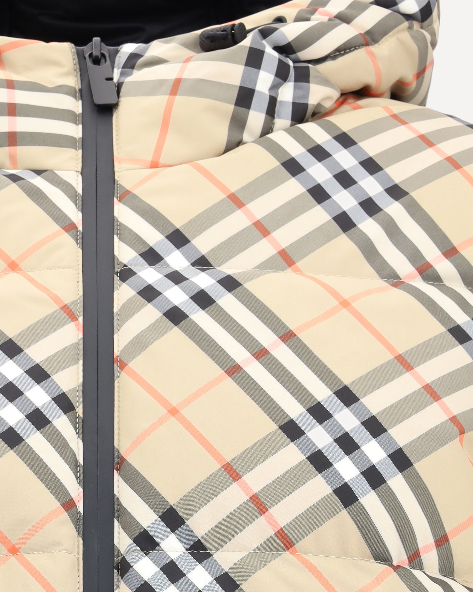 Hooded Check Down Jacket - 3
