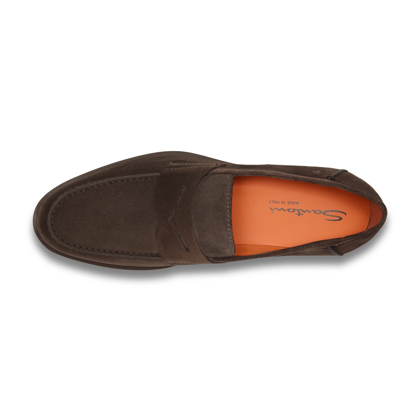 Men's dark brown suede penny loafer - 5