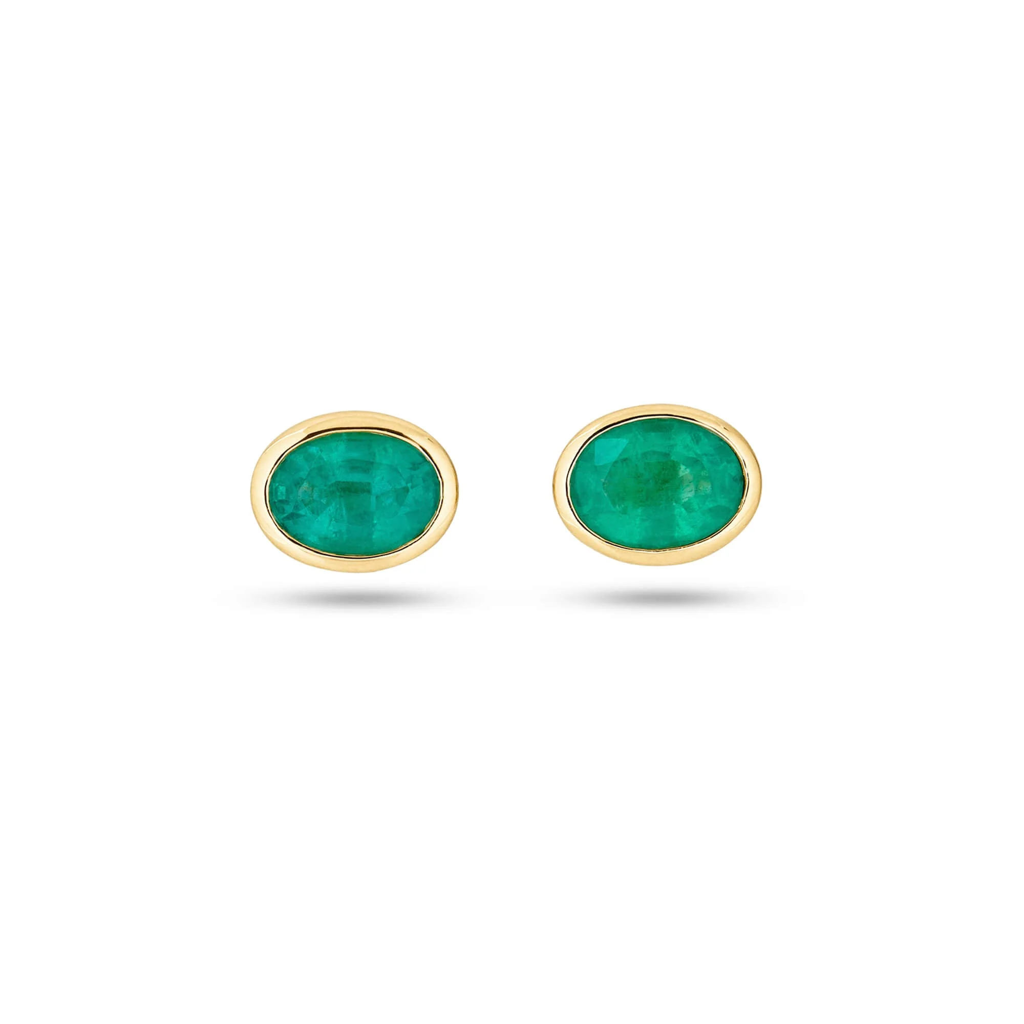 Full Volume Emerald Luxe Oval Stud Earrings - 1