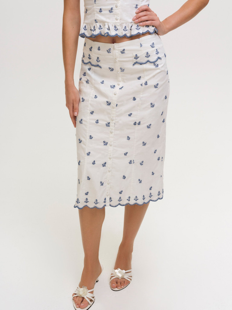 For Love & Lemons Beaded Anchors Midi Skirt outlook