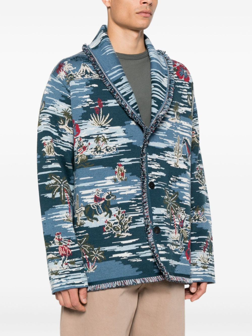 fringed patterned cardigan - 3