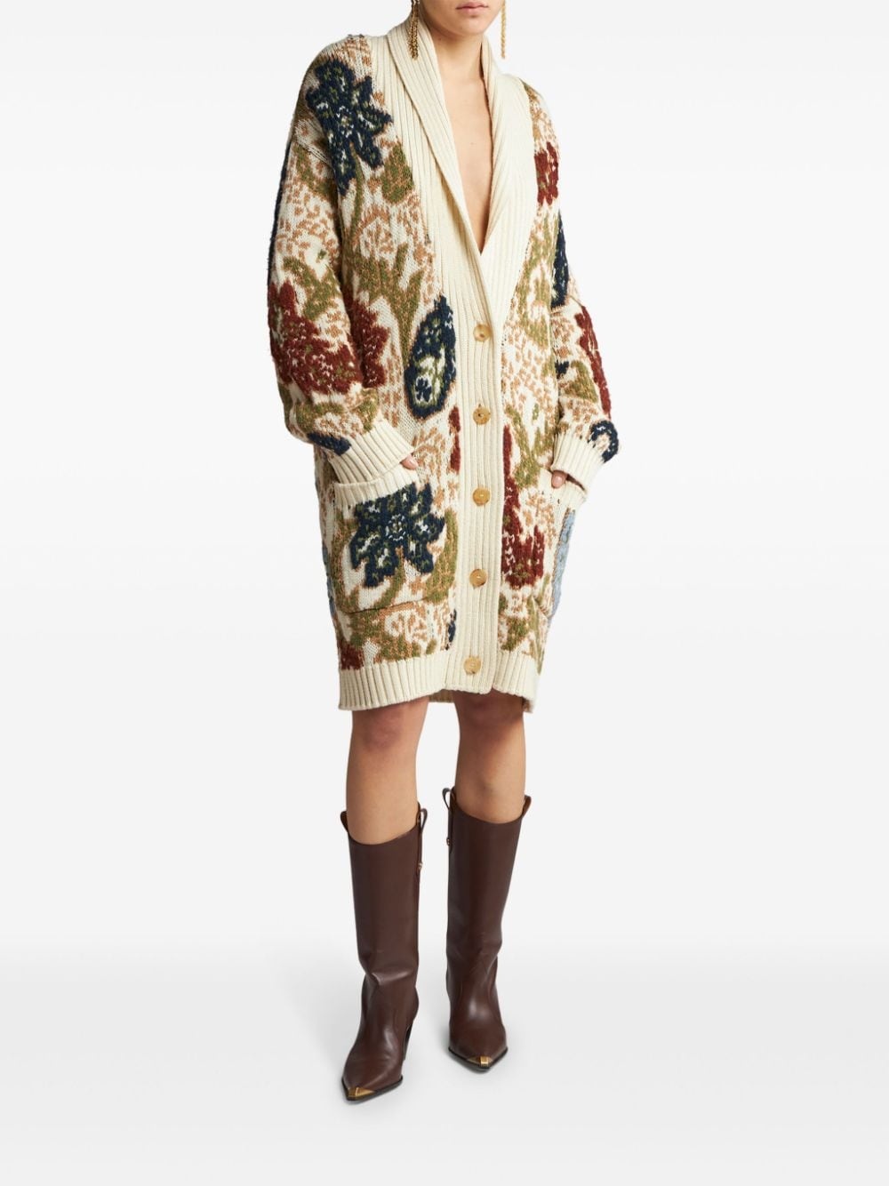 paisley jacquard-knit cardigan - 3
