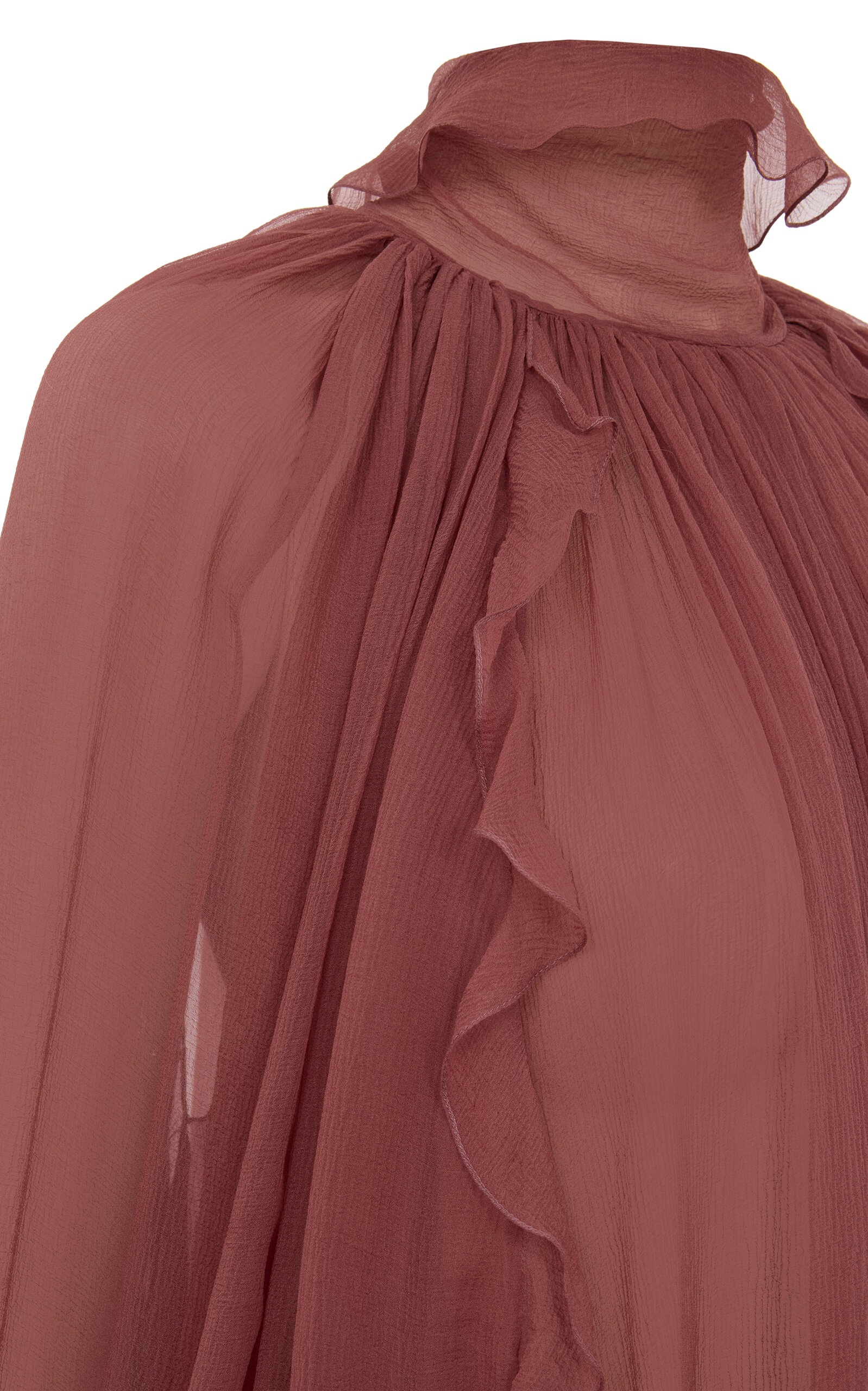 Ruffled Silk Mini Cape Dress pink - 3