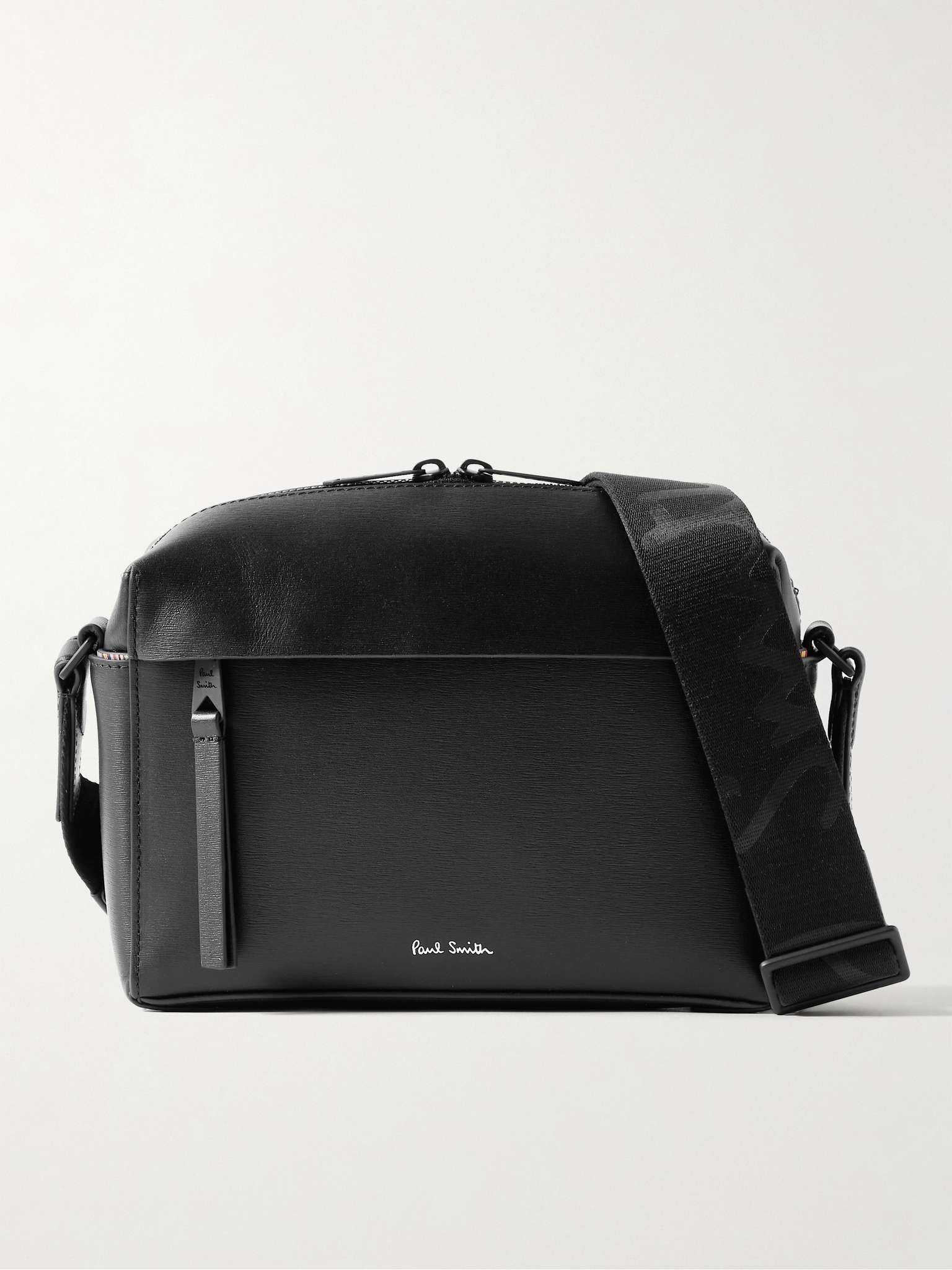 Textured-Leather Messenger Bag - 1