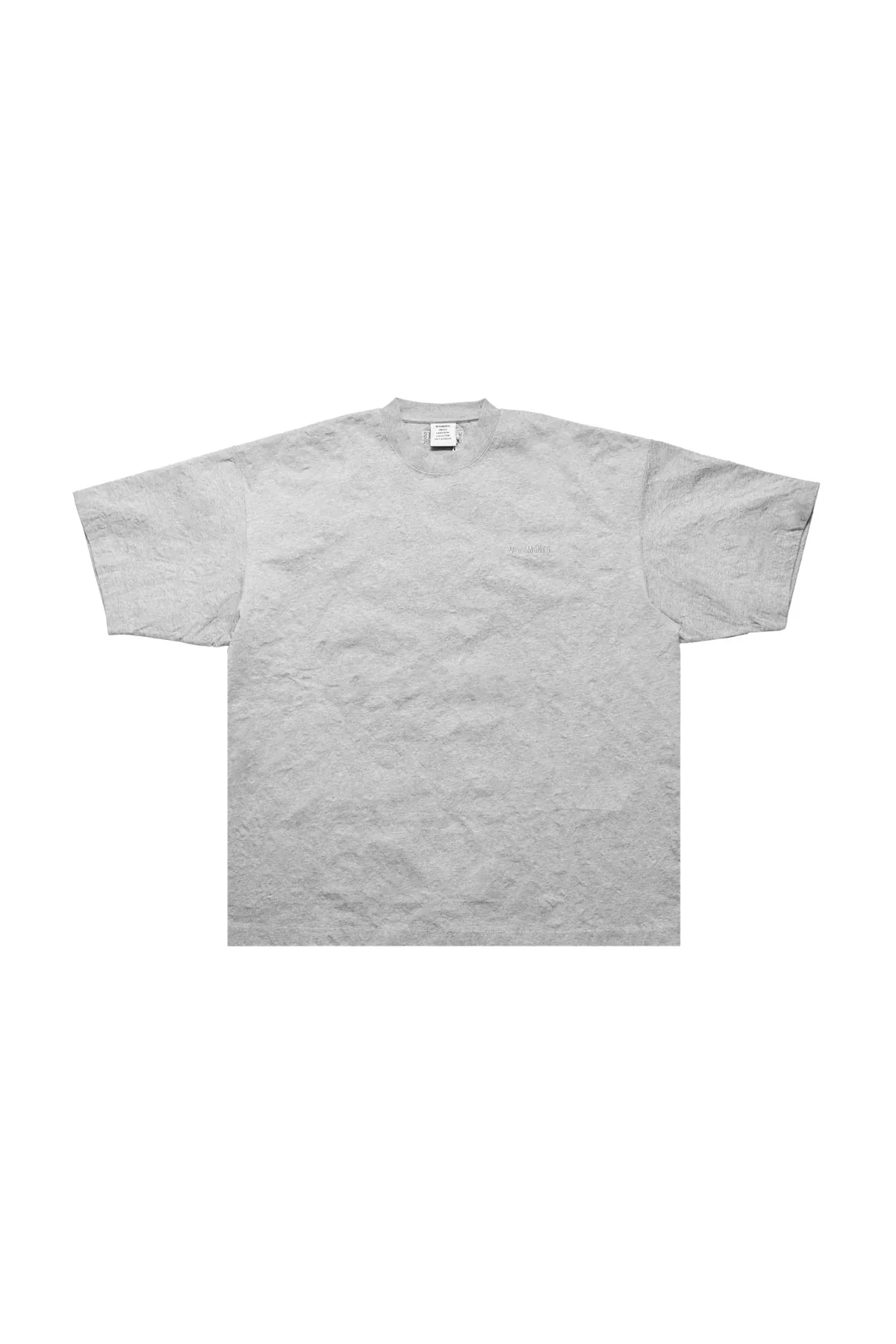 Vetements Metalized Wrinkled Logo Embroidered T-Shirt Grey Melange - 1