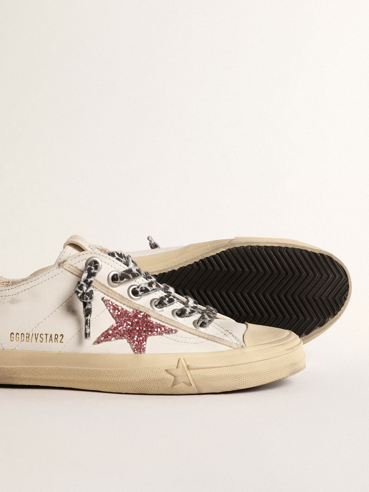V-Star with pink glitter star and metallic leather heel tab - 4