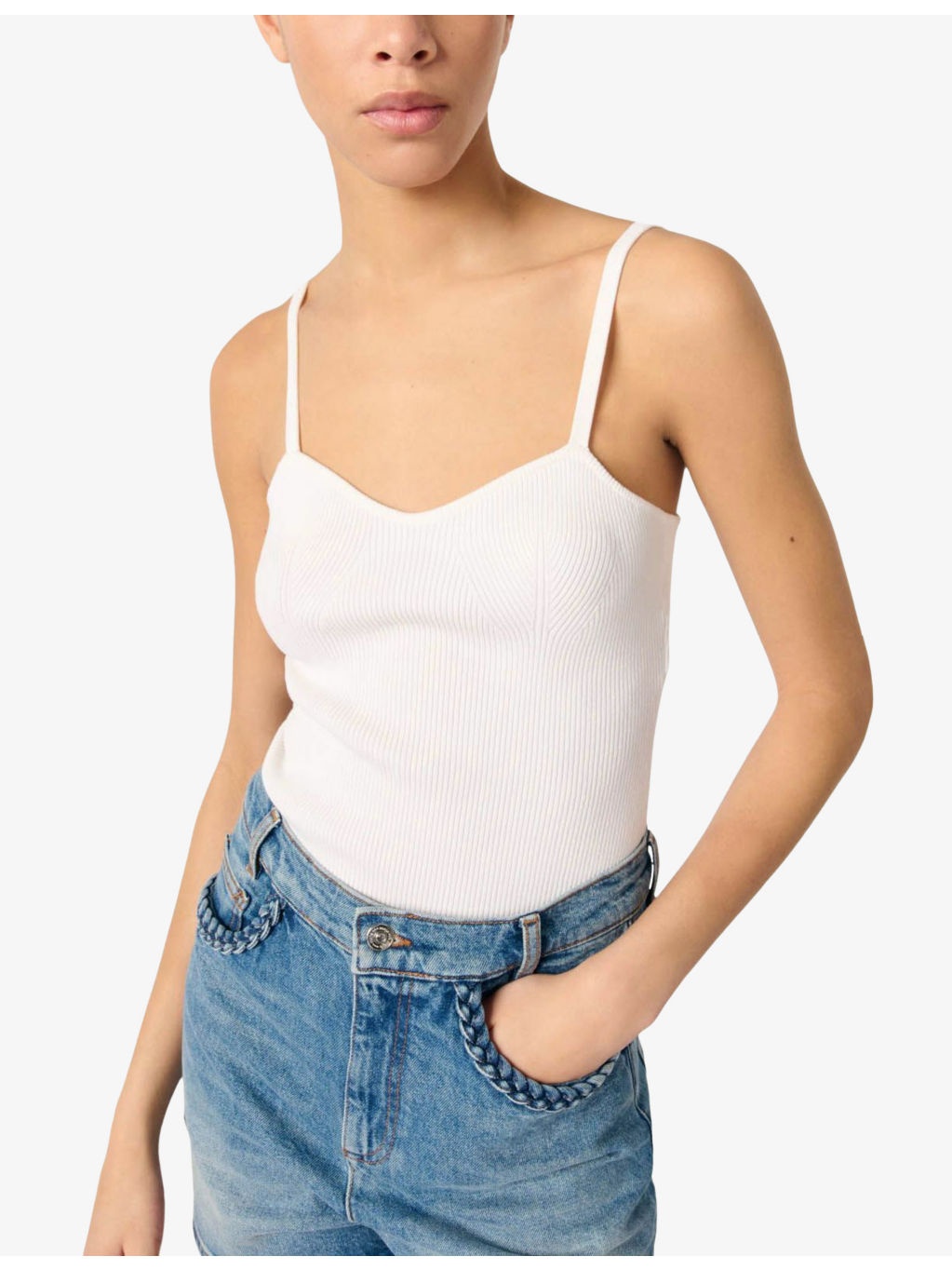 Sweetheart-Neck Slim-Fit Ribbed Stretch-Knit Top - 5