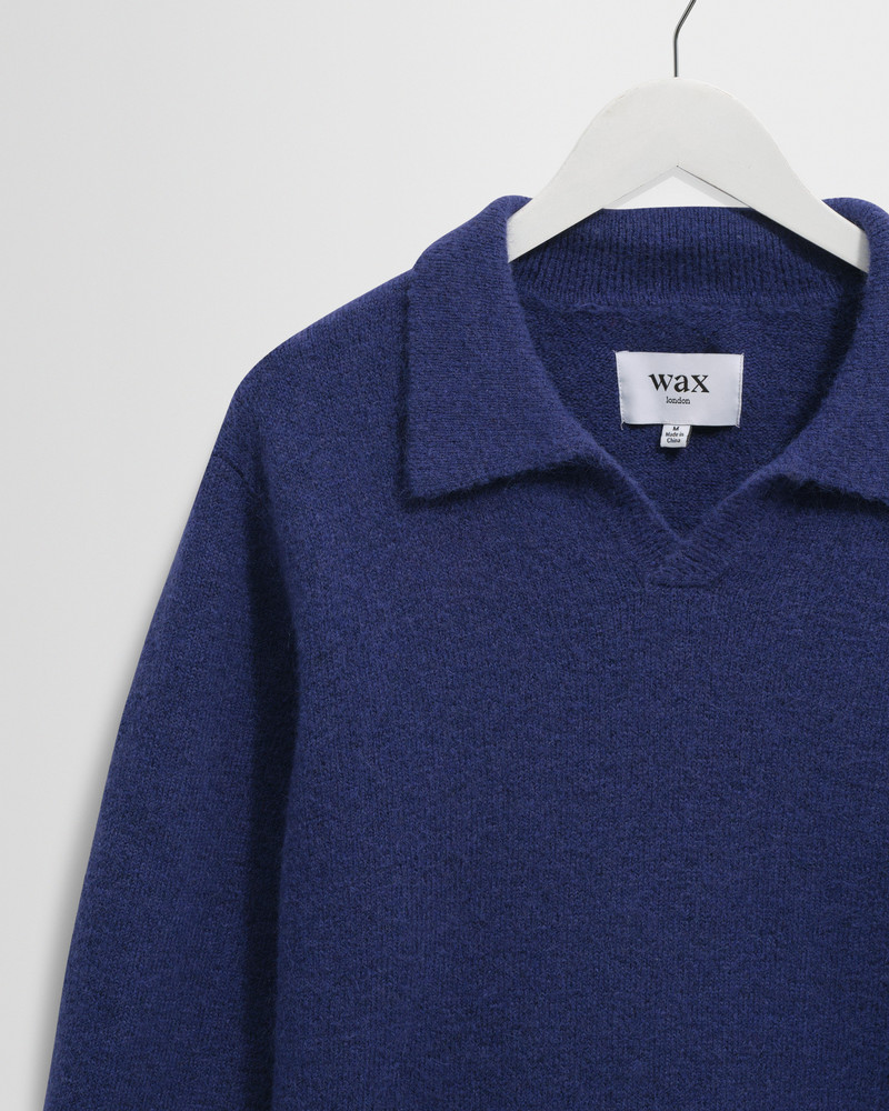 Carter - Blue Open Collar Fluffy Wool Knit Polo 8