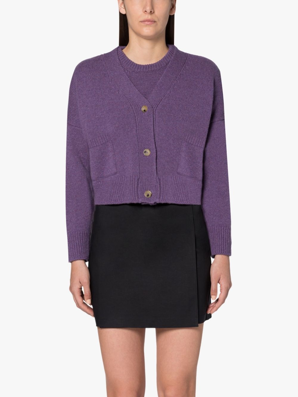 KELLE PURPLE WOOL CARDIGAN - 3
