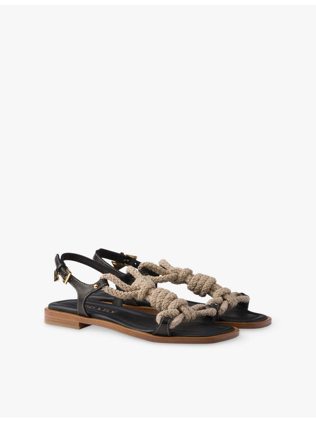 Flat Leather and Cord Sandals - 3