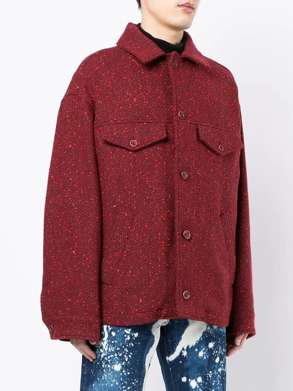 herringbone-effect jacket - 3