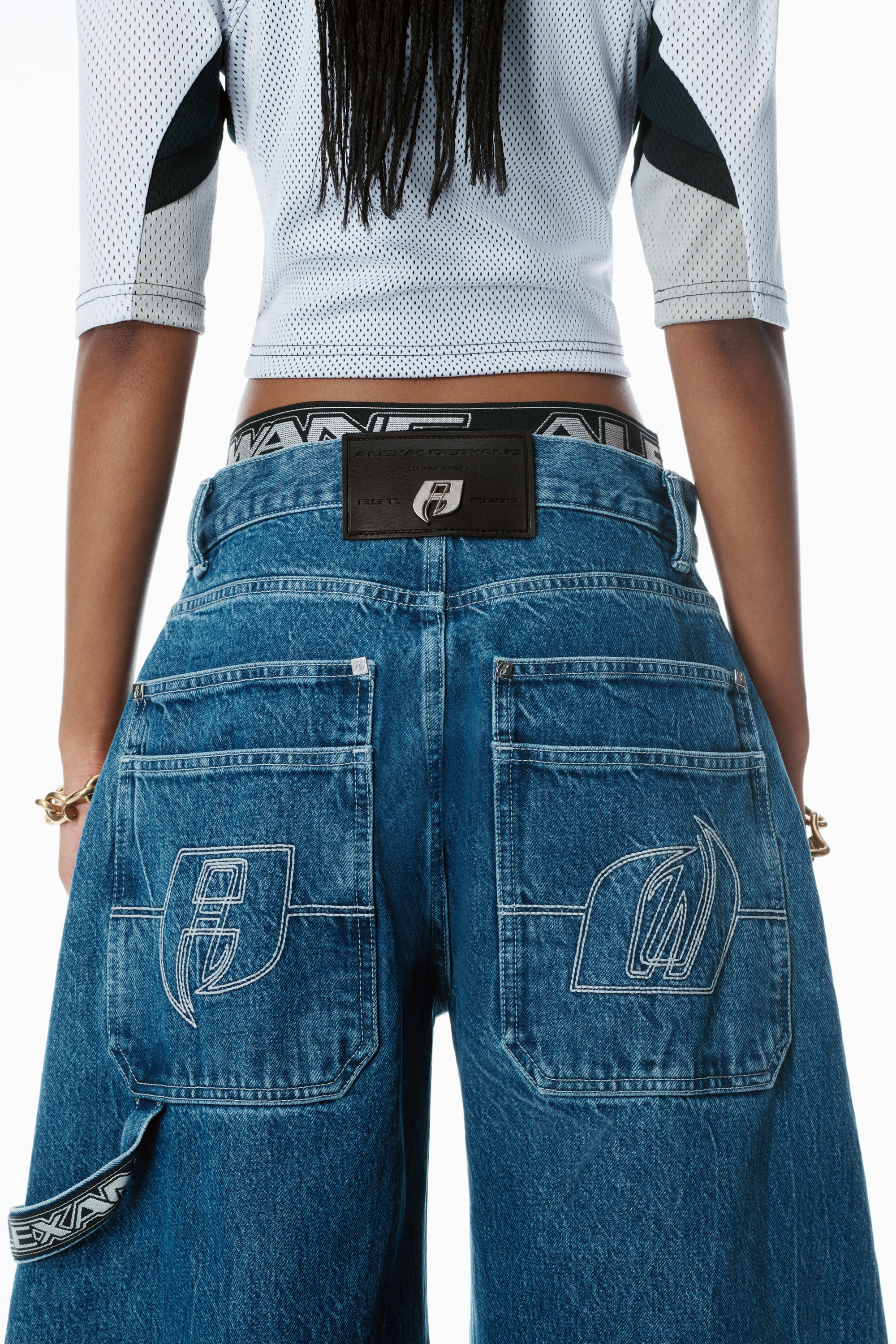 Pre-Styled Rounded Jeans with Underwear Waistband - 5