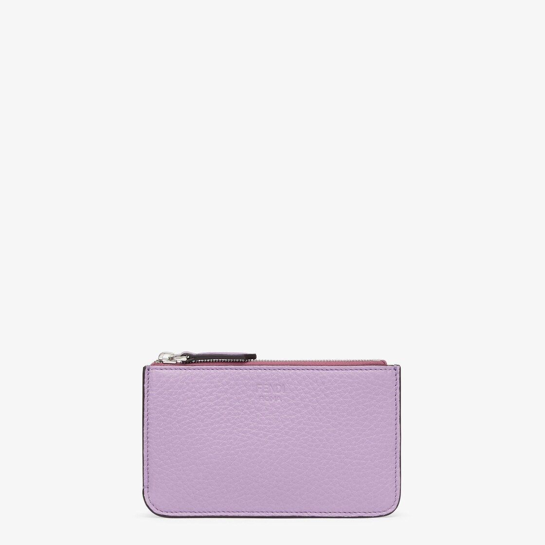 Fendi Roma key pouch with gusseted sides. The back features four card slots. Inside there is a pull- - 1