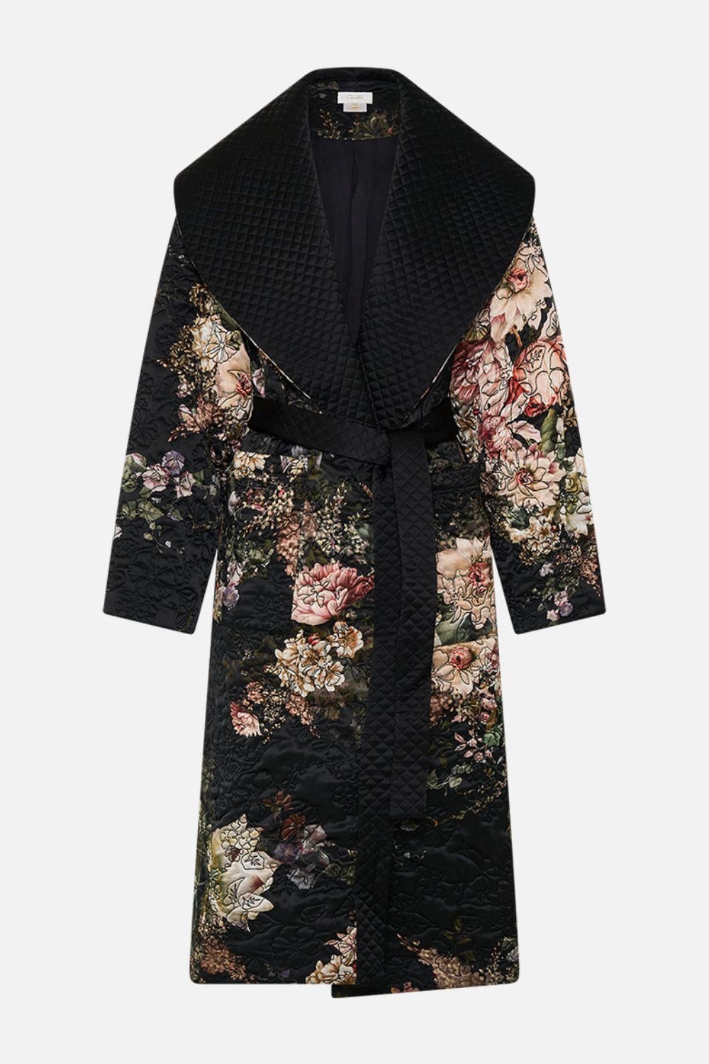 QUILTED LONG WRAP COAT - 1