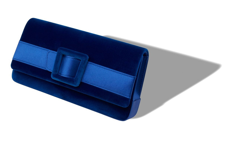 Manolo Blahnik Blue Velvet Buckle Clutch outlook