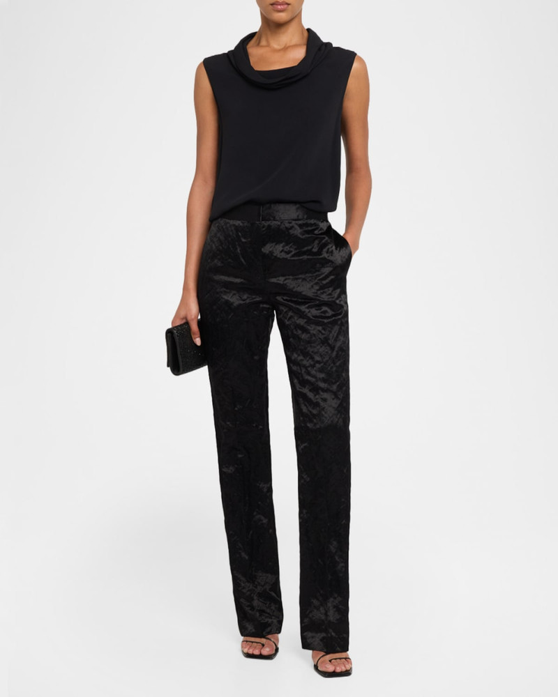 FFORME Cameron Crinkled Velvet Slim-Leg Trousers outlook