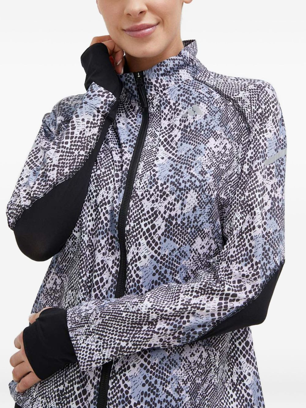 snakeskin-print zip-up jacket - 3
