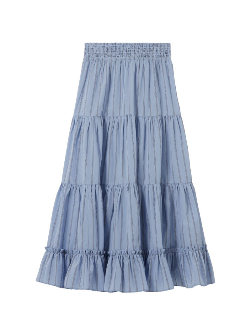 striped ruffled-tiers A-line skirt 1