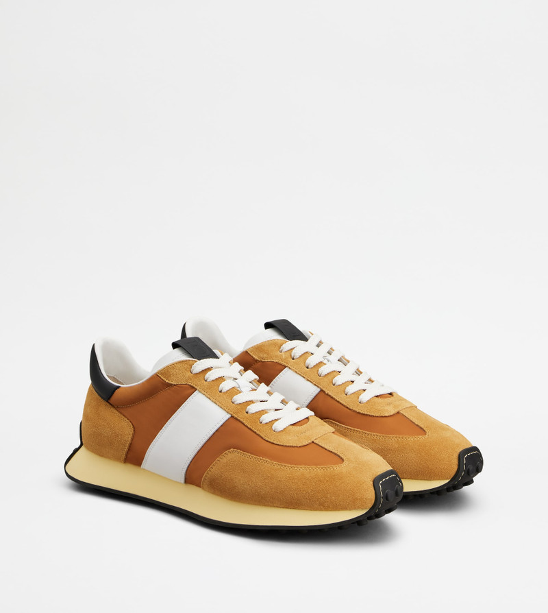 T VINTAGE SNEAKERS IN SUEDE AND TECHNICAL FABRIC - ORANGE, WHITE, BLACK 2