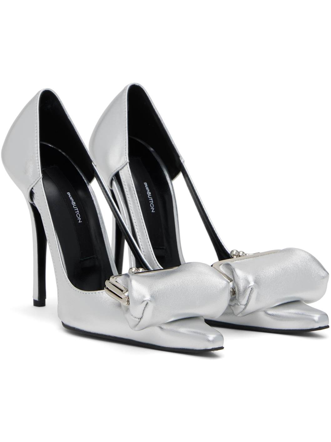 Silver Coin Purse Pointy Heels - 4