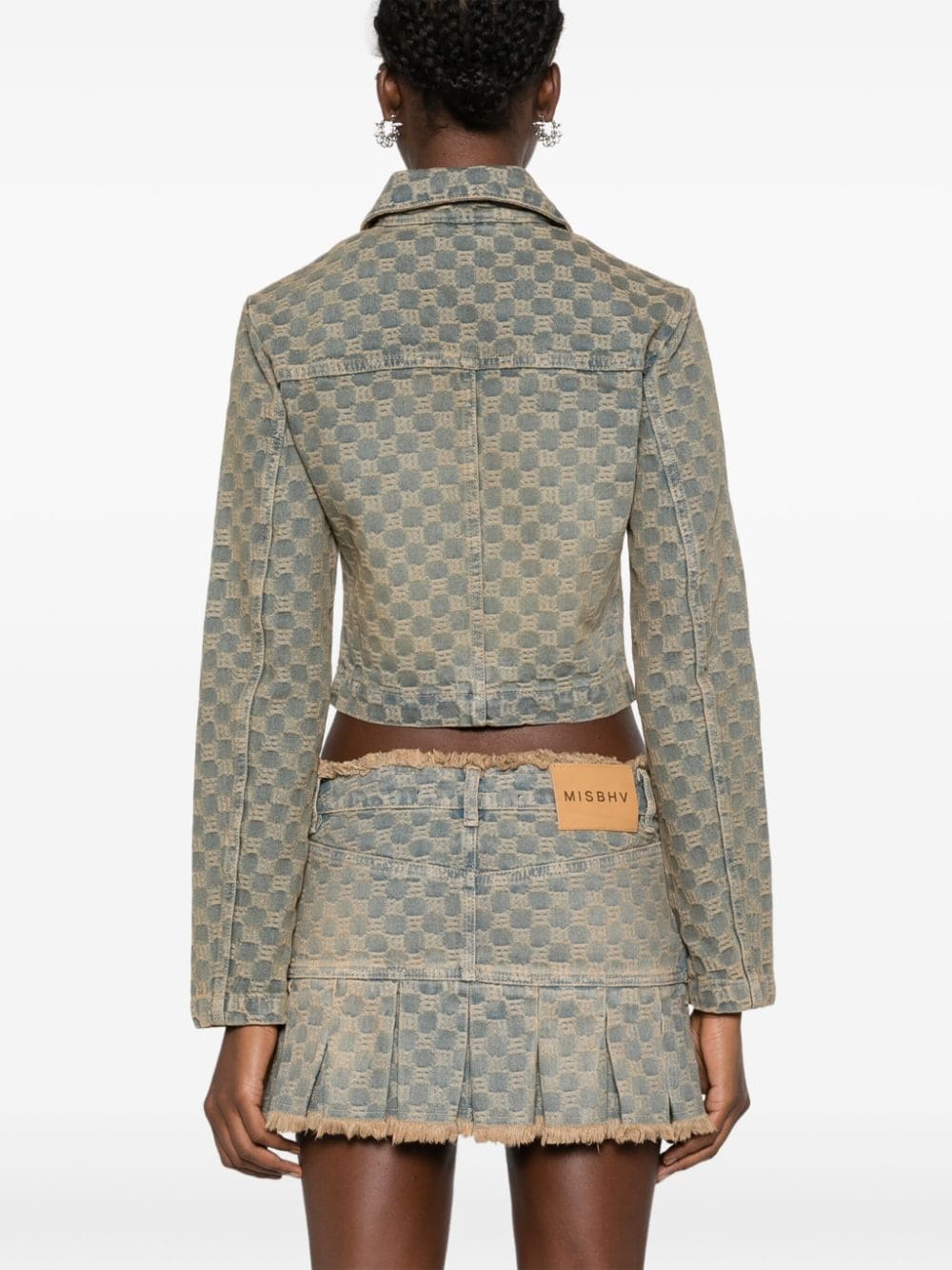 monogram-jacquard denim jacket - 4