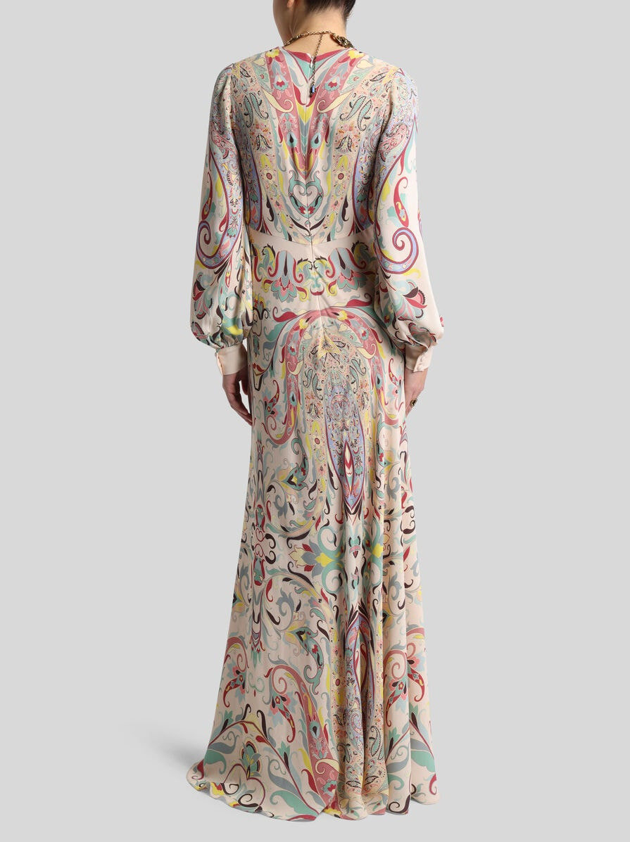 LONG DRESS IN PRINTED STRETCH SABLE - 4