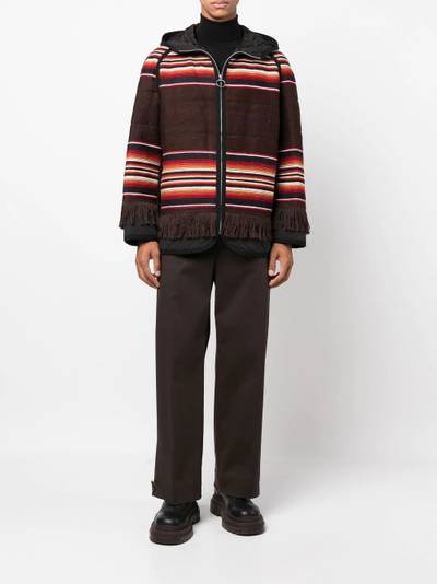 Junya Watanabe MAN stripe-design fringed padded jacket outlook