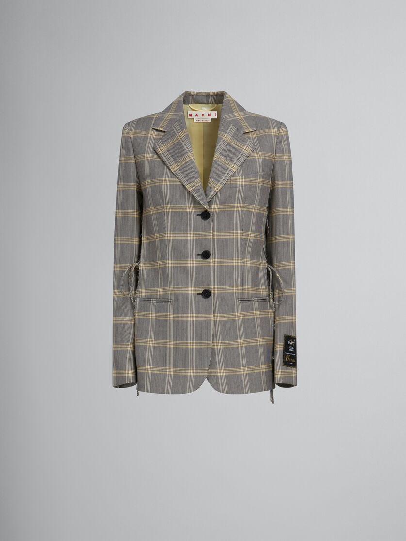 YELLOW CHECKED TECH WOOL JACKET - 1