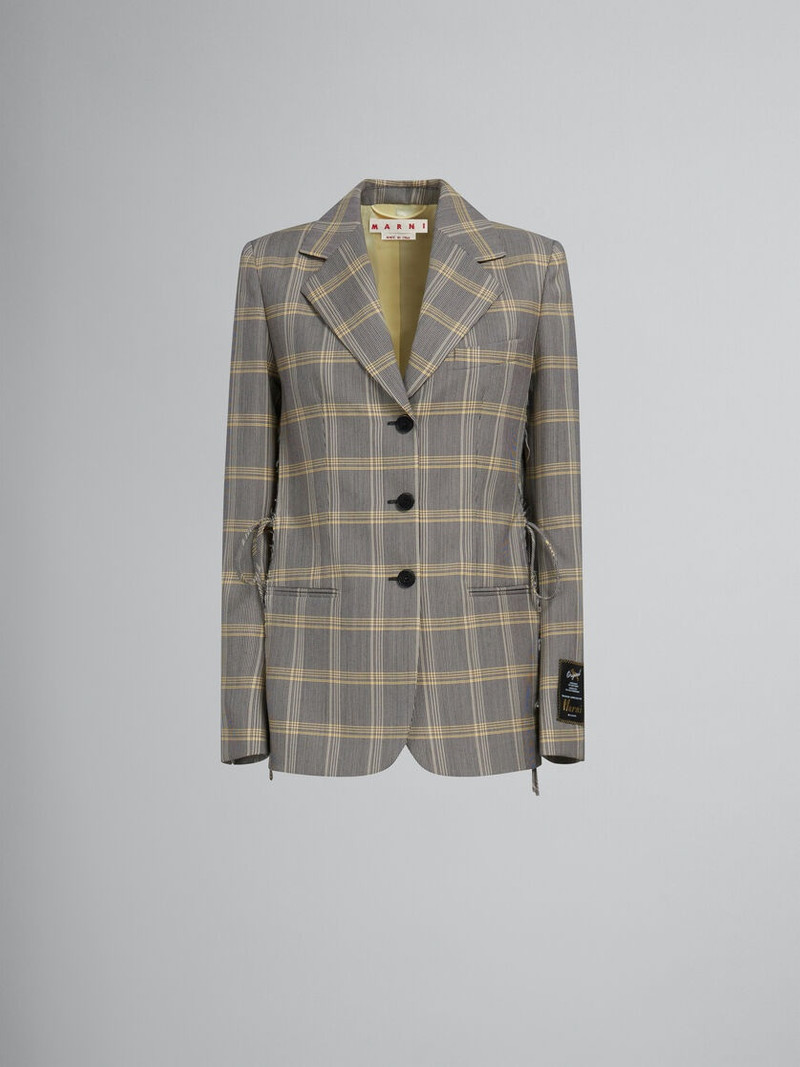 YELLOW CHECKED TECH WOOL JACKET - 1