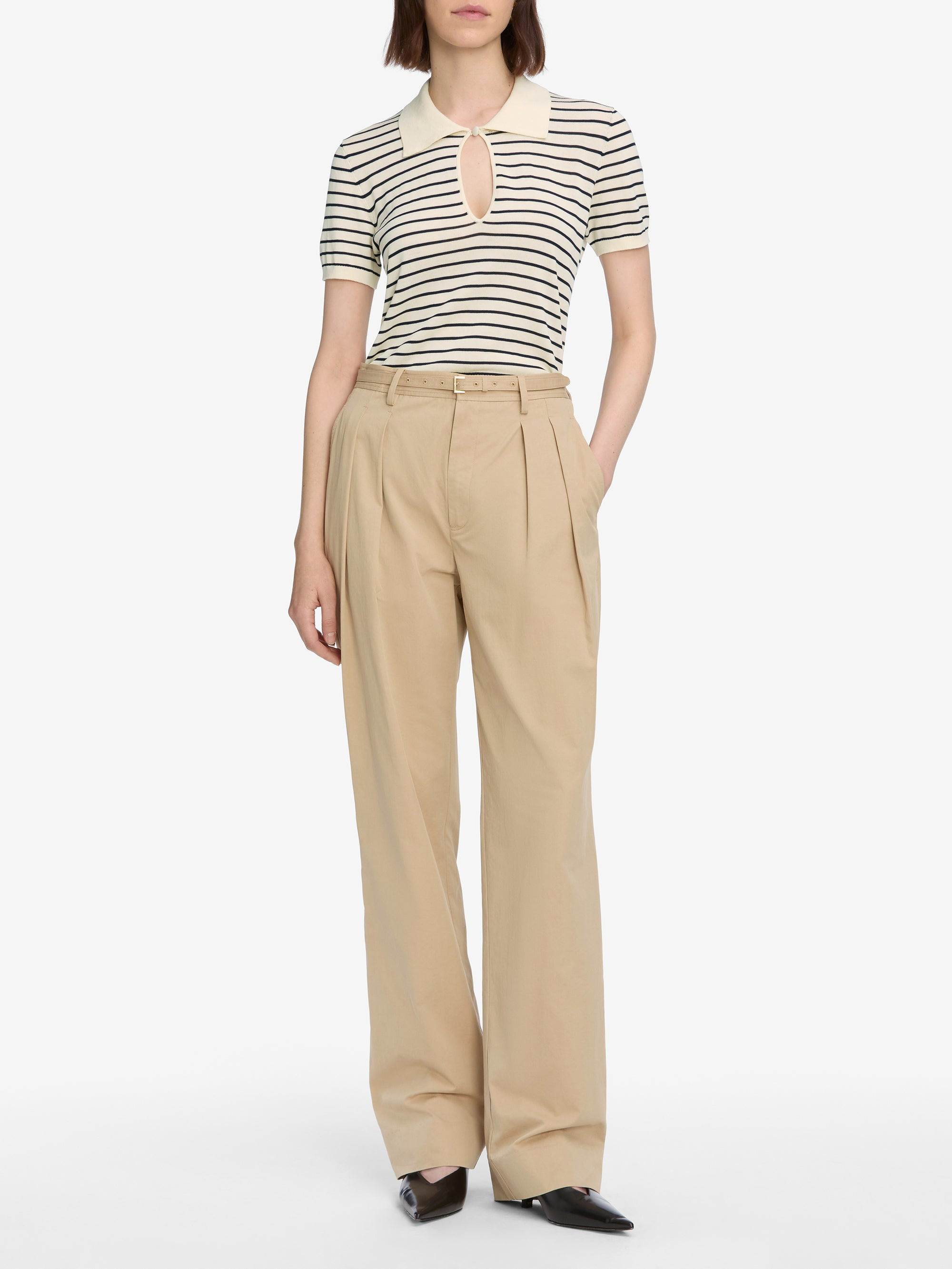 The Keyhole Polo in Cream Multi - 2