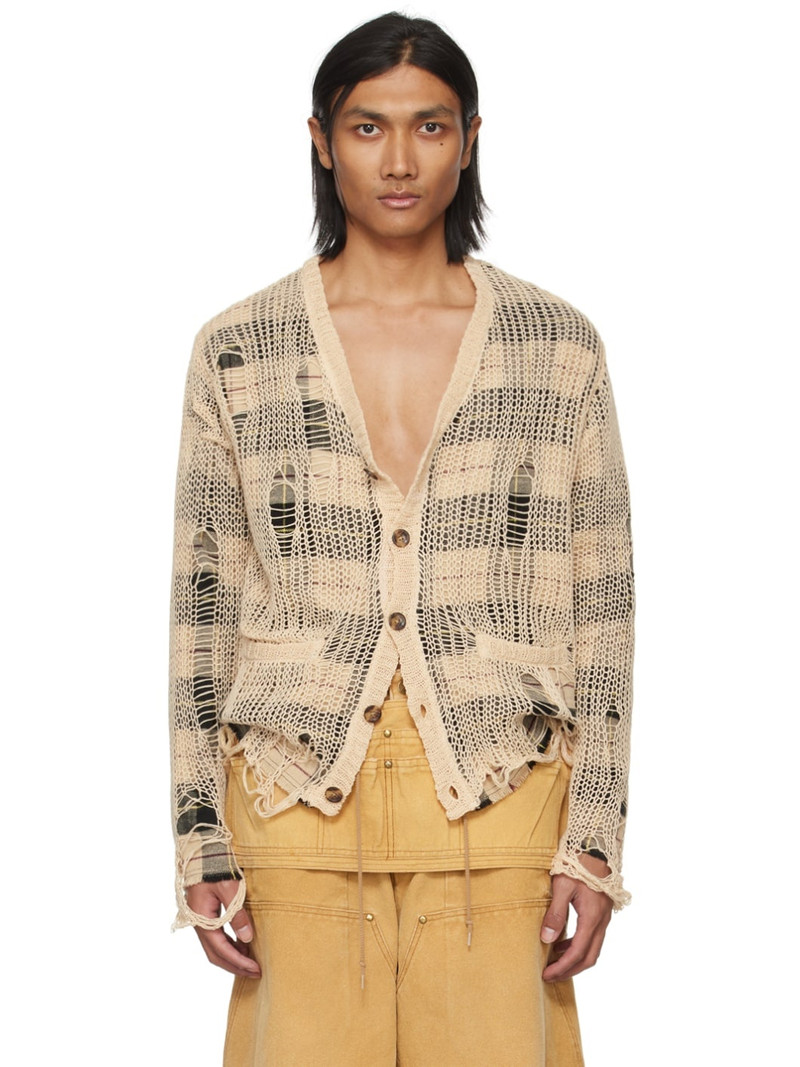 Beige Overlay Distressed Cardigan 1