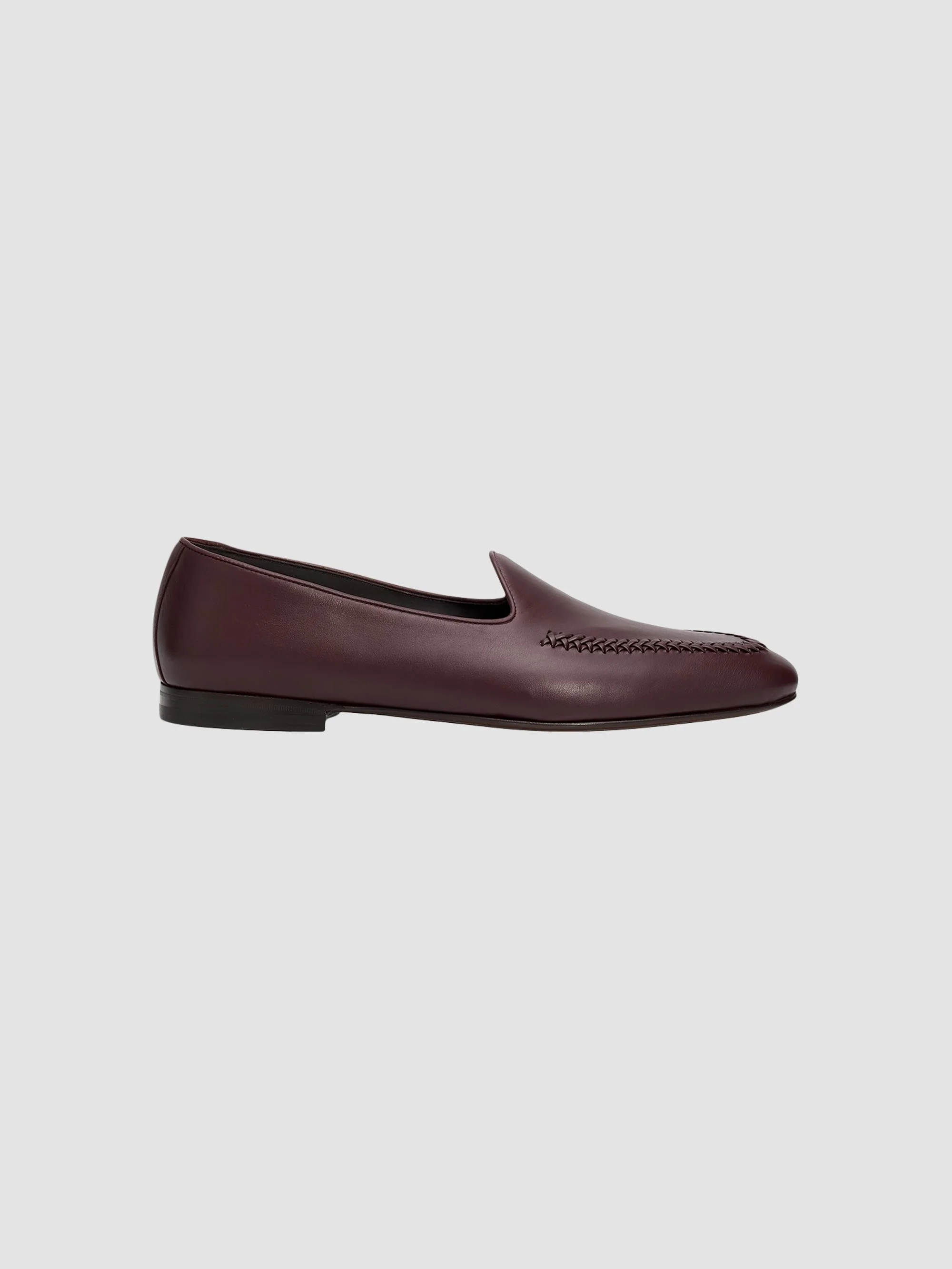 Men's Brera Braided-Apron Leather Loafers - Dark Red - 1