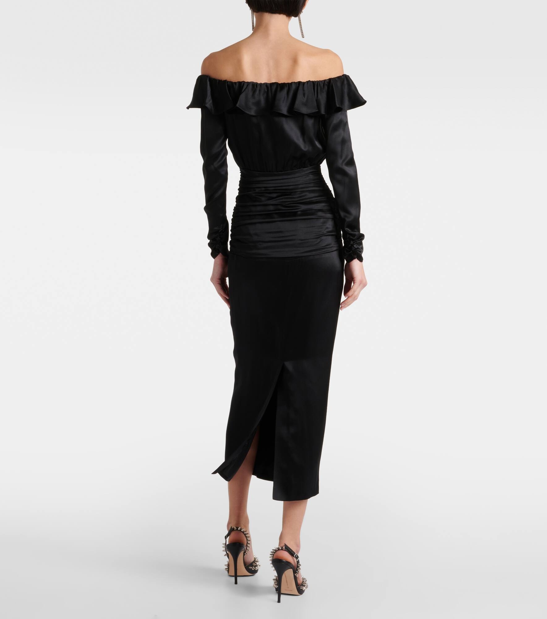 Off-shoulder silk midi dress - 3
