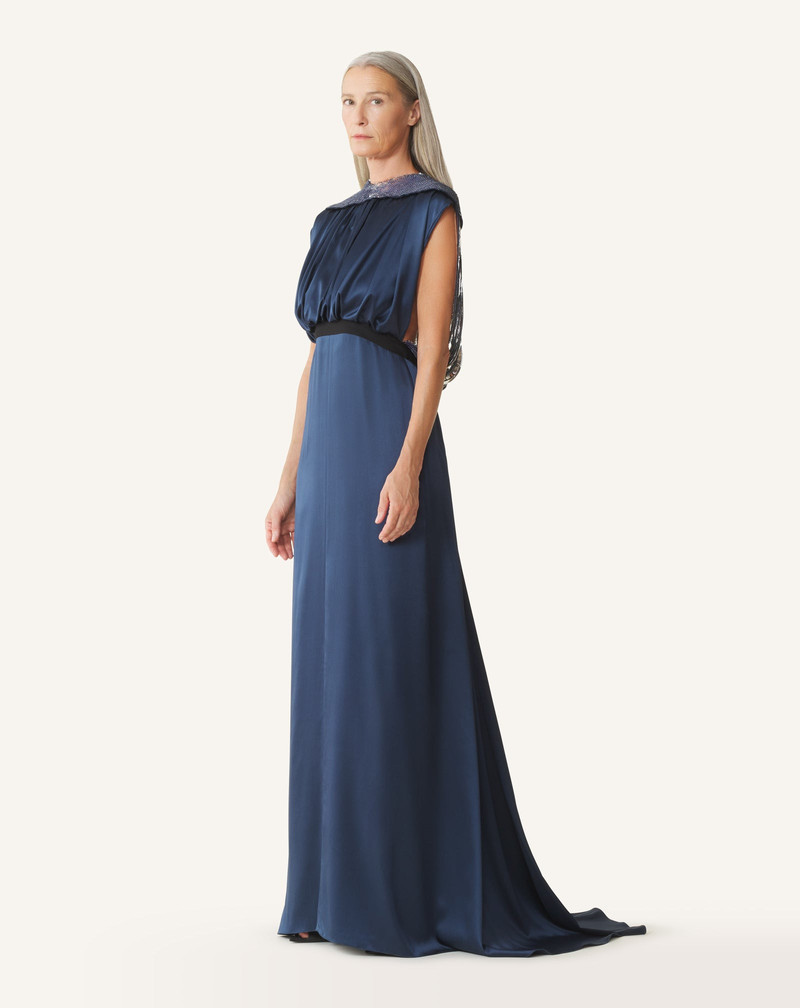 EMBROIDERED BACK DRESS IN SILK SATIN 3
