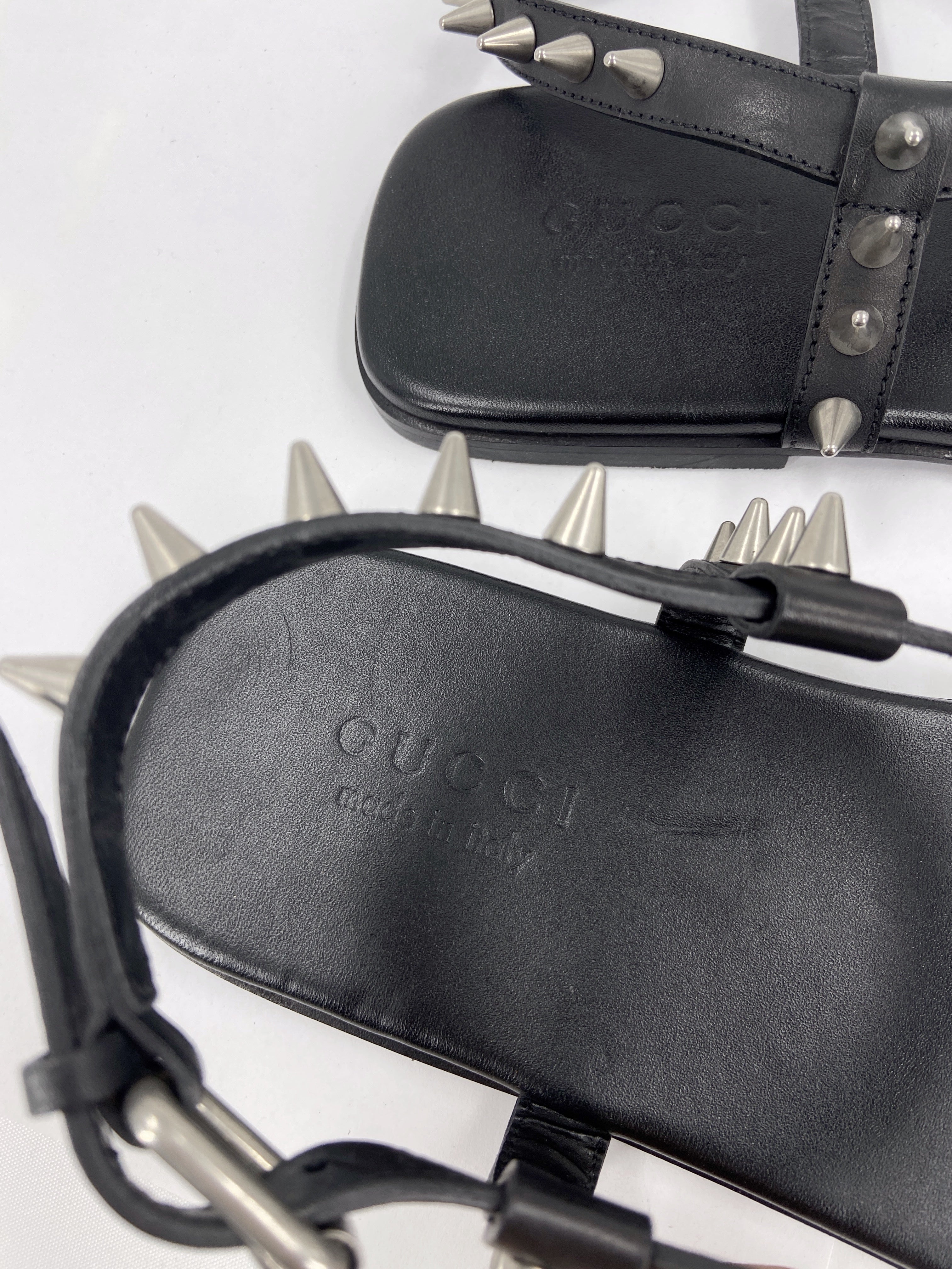 Gucci Men’s Spiked Black Leather Sandals 43 - 3