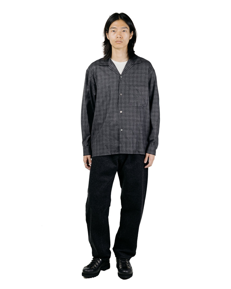 Wool Plaid Open Collar Shirt Charcoal 4