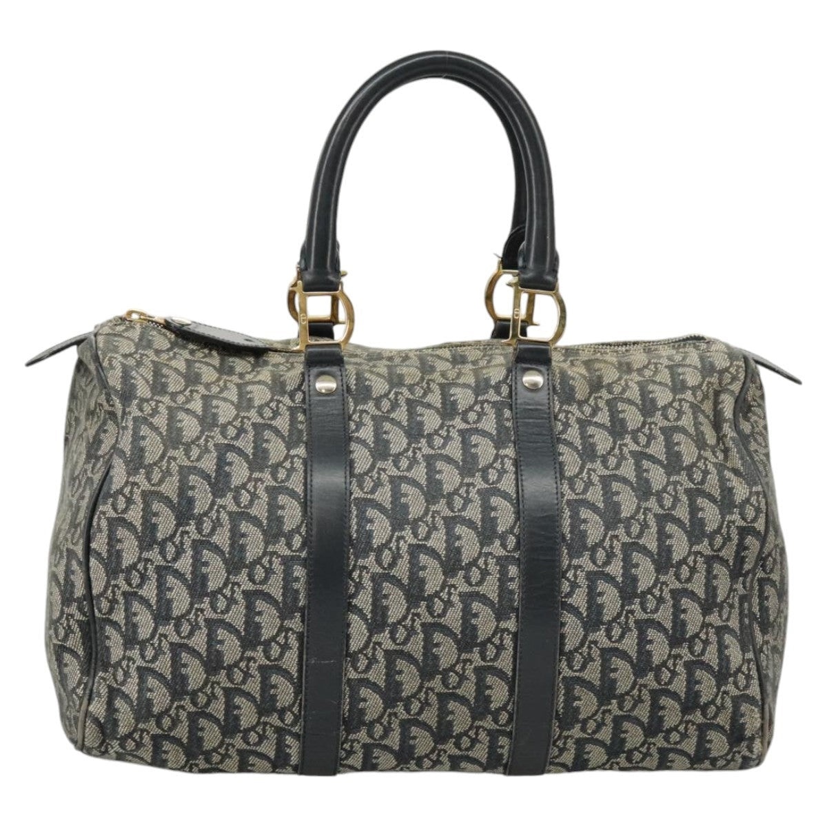 DIOR Trotter Canvas Hand Bag Navy Gold Silver - 2